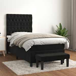 Box spring postel s matrací černá 90x190 cm samet - obrázek 1