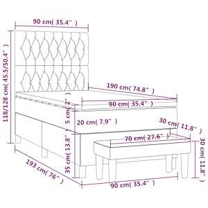 Box spring postel s matrací tmavě modrá 90x190 cm samet - obrázek 9