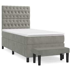 Box spring postel s matrací světle šedá 90x200 cm samet - obrázek 2