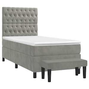 Box spring postel s matrací světle šedá 90x200 cm samet - obrázek 3