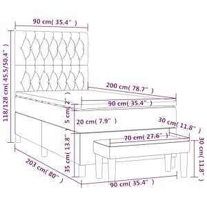 Box spring postel s matrací světle šedá 90x200 cm samet - obrázek 8