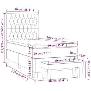 Box spring postelja z vzmetnico temno siva 90x200 cm žamet - slika 8