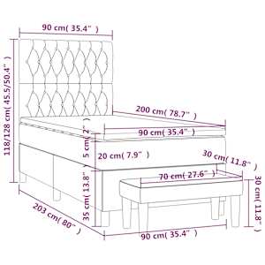Box spring postelja z vzmetnico temno modra 90x200 cm žamet - slika 9