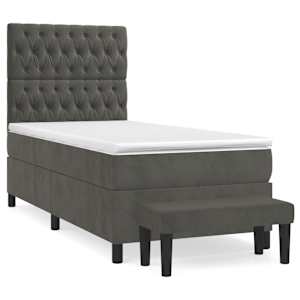 Box spring postel s matrací tmavě šedá 100x200 cm samet - obrázek 2