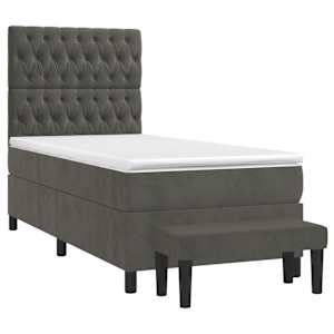 Box spring postel s matrací tmavě šedá 100x200 cm samet - obrázek 3