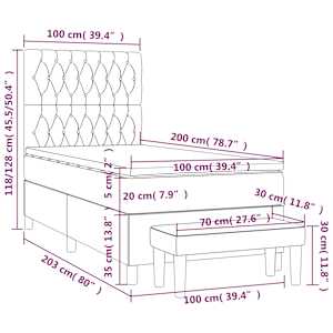 Box spring postelja z vzmetnico temno siva 100x200 cm žamet - slika 8