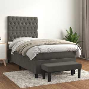 Box spring postel s matrací tmavě šedá 100x200 cm samet - obrázek 1