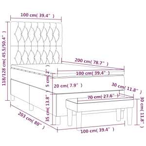 Box spring postelja z vzmetnico temno zelena 100x200 cm žamet - slika 9