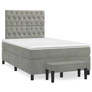 Box spring postel s matrací světle šedá 120 x 200 cm samet - obrázek 2