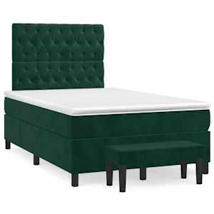 Box spring postel s matrací tmavě zelená 120 x 200 cm samet - obrázek 2