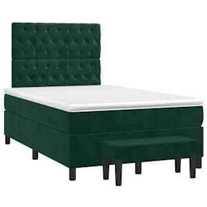 Box spring postel s matrací tmavě zelená 120 x 200 cm samet - obrázek 3