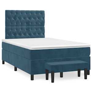 Box spring postel s matrací tmavě modrá 120 x 200 cm samet - obrázek 2