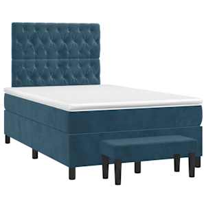 Box spring postel s matrací tmavě modrá 120 x 200 cm samet - obrázek 3