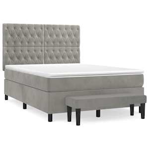 Box spring postel s matrací světle šedá 140x190 cm samet - obrázek 2