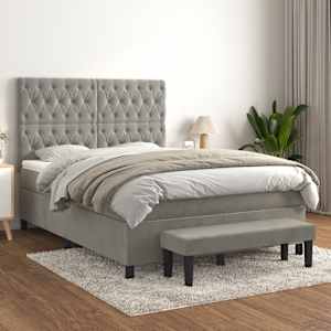Box spring postel s matrací světle šedá 140x190 cm samet - obrázek 1