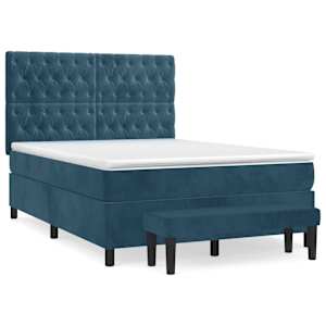 Box spring postel s matrací tmavě modrá 140x190 cm samet - obrázek 2