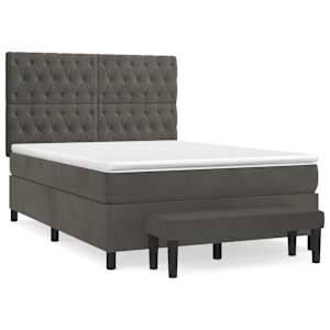 Box spring postel s matrací tmavě šedá 140x200 cm samet - obrázek 2