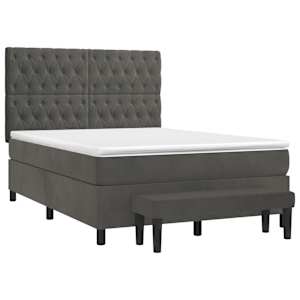 Box spring postel s matrací tmavě šedá 140x200 cm samet - obrázek 3