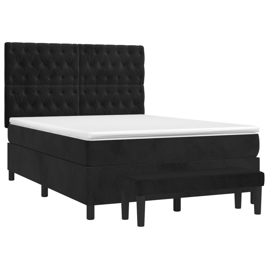 vidaXL Boxspring met matras fluweel zwart 140x200 cm afbeelding