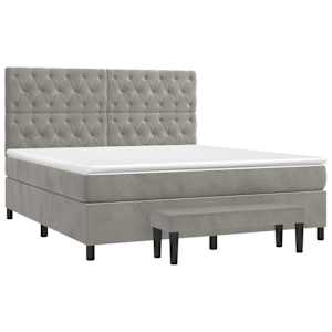 Box spring postel s matrací světle šedá 160x200 cm samet - obrázek 3