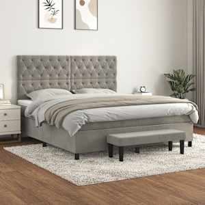 Box spring postel s matrací světle šedá 160x200 cm samet - obrázek 1