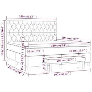 Box spring postel s matrací tmavě šedá 160x200 cm samet - obrázek 8