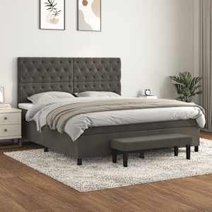 Box spring postel s matrací tmavě šedá 160x200 cm samet - obrázek 1