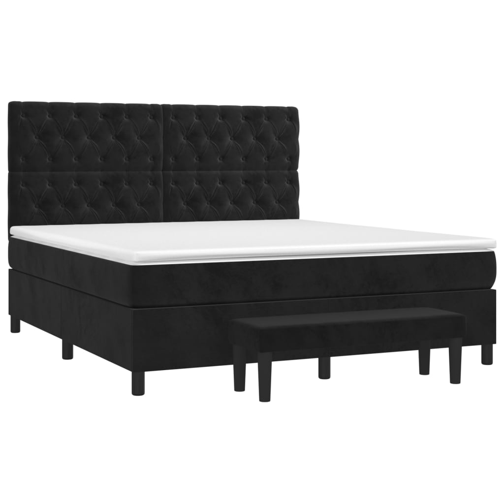vidaXL Boxspring met matras fluweel zwart 160x200 cm afbeelding