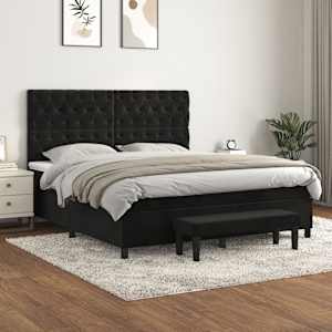 Box spring postel s matrací černá 160x200 cm samet - obrázek 1
