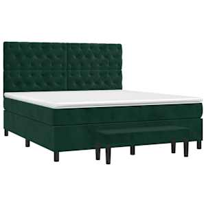 Box spring postel s matrací tmavě zelená 160x200 cm samet - obrázek 3