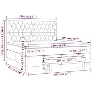 Box spring postel s matrací tmavě modrá 160x200 cm samet - obrázek 9