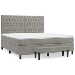 Box spring postel s matrací světle šedá 180x200 cm samet - obrázek 2