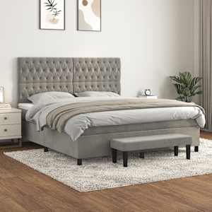 Box spring postel s matrací světle šedá 180x200 cm samet - obrázek 1