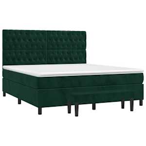 Box spring postel s matrací tmavě zelená 180x200 cm samet - obrázek 3
