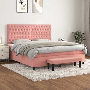 Box spring postelja z vzmetnico roza 180x200 cm žamet