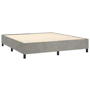 Box spring postelja z vzmetnico svetlo siva 200x200 cm žamet - slika 4