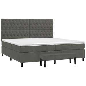 Box spring postel s matrací tmavě šedá 200x200 cm samet - obrázek 3