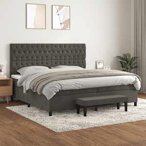 Box spring postel s matrací tmavě šedá 200x200 cm samet - obrázek 1