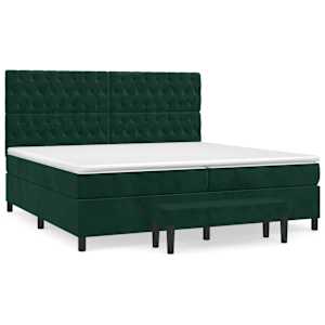 Box spring postel s matrací tmavě zelená 200x200 cm samet - obrázek 2