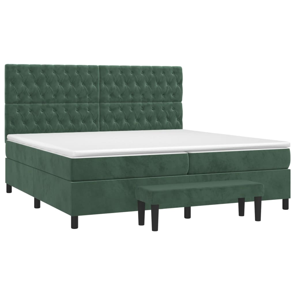 vidaXL Boxspring met matras fluweel donkergroen 200x200 cm afbeelding