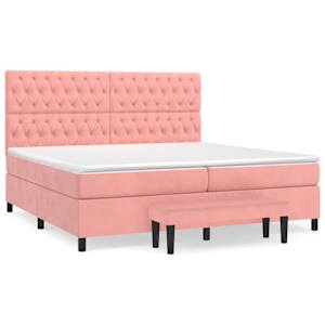 Box spring postel s matrací růžová 200x200 cm samet - obrázek 2