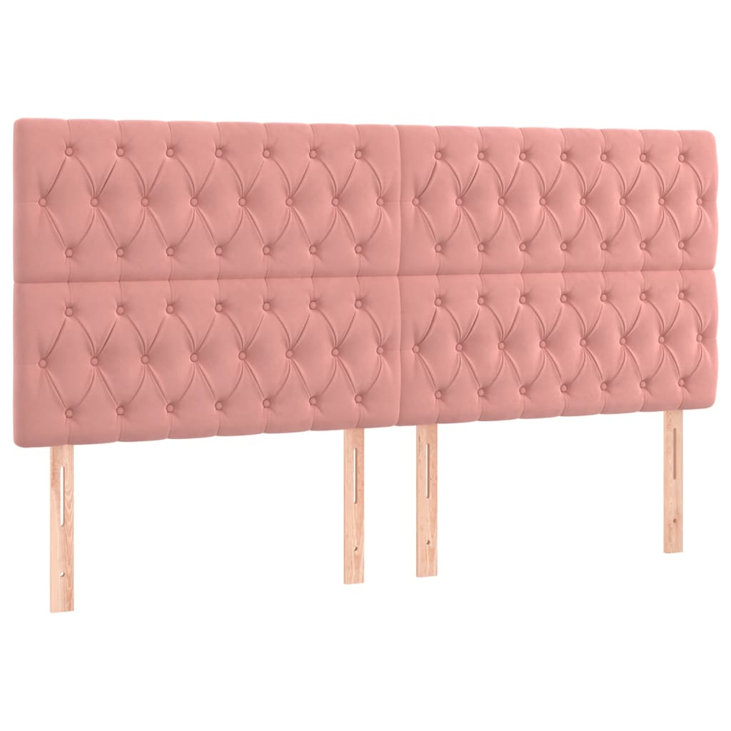 Rózsaszín bársony rugós ágy matraccal 200x200 cm 