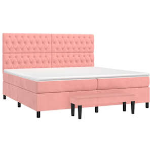 Box spring postel s matrací růžová 200x200 cm samet - obrázek 3