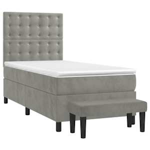 Box spring postel s matrací světle šedá 80 x 200 cm samet - obrázek 3
