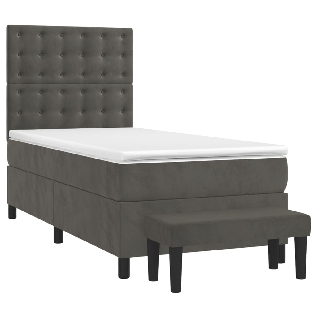 Thumbnail - vidaXL Boxspringbett mit Matratze Dunkelgrau 80x200 cm Samt