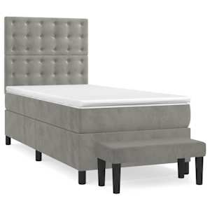 Box spring postel s matrací světle šedá 90x190 cm samet - obrázek 2