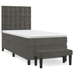 Box spring postel s matrací tmavě šedá 90x190 cm samet - obrázek 2
