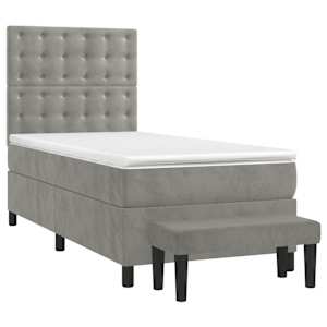 Box spring postel s matrací světle šedá 90x200 cm samet - obrázek 2