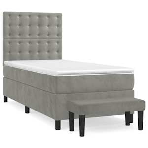 Box spring postel s matrací světle šedá 90x200 cm samet - obrázek 3