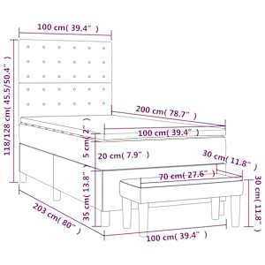 Box spring postelja z vzmetnico svetlo siva 100x200 cm žamet - slika 8